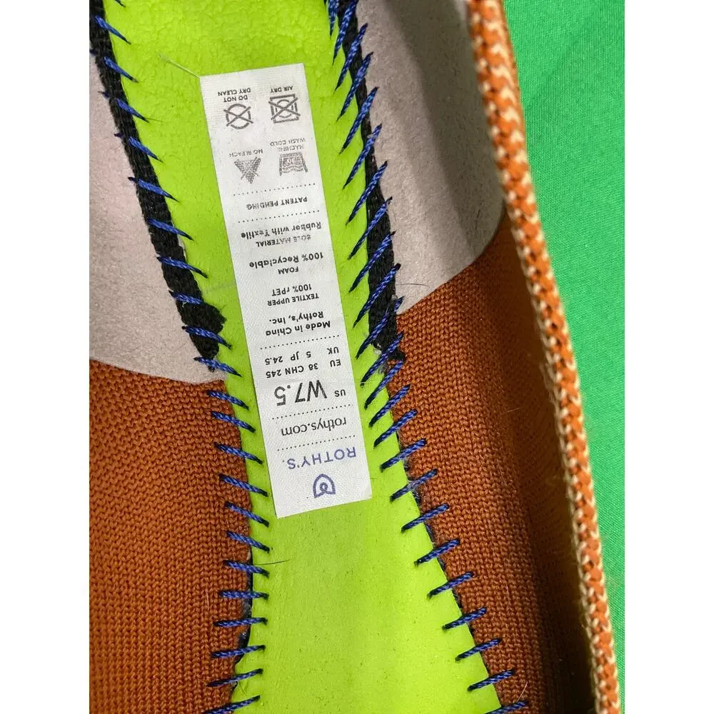 Rothy's The Point ballet flats the "Amber" burnt orange textile Blue Trim 7.5 - Picture 12 of 14